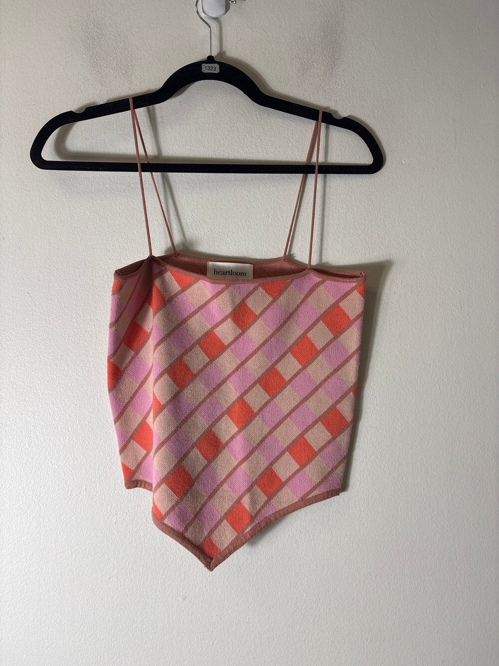 Heartloom Pink and Orange Diamon Knit Crop Top Sz S